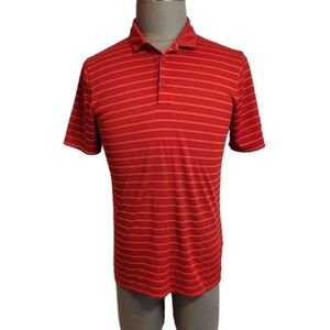 Nike Dri Fit Striped Polo Golf Collared Mens Performance Top Red Small